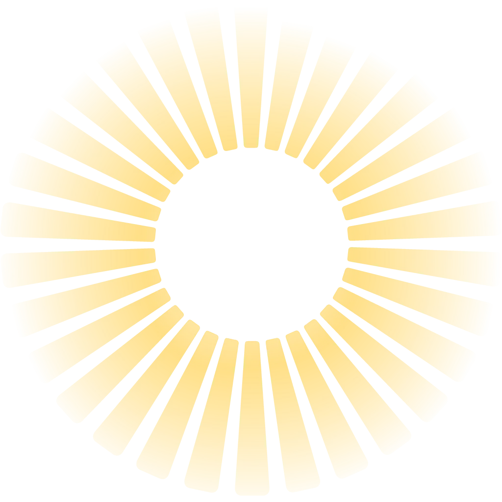 Radiant Sunshine Clipart with Soft Yellow Luminous Rays Spreading Outward