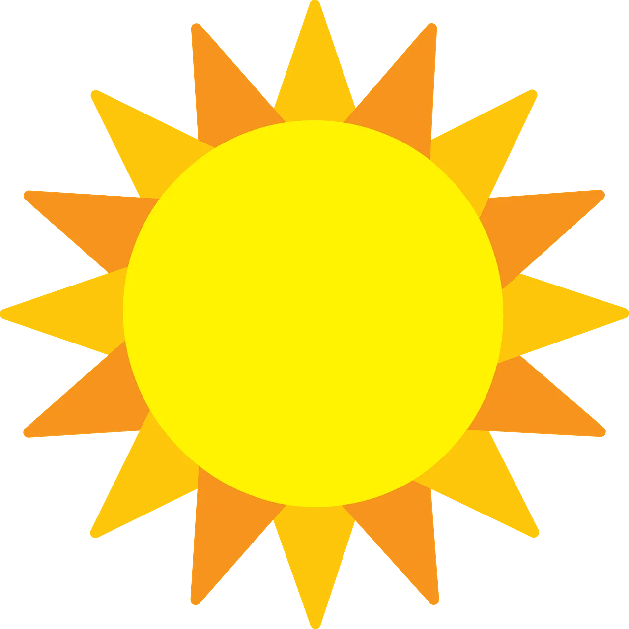 Radiant Yellow and Orange Sunburst Clipart Illustration with Sharp Pointed Rays