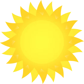 Radiant Yellow Sunshine Clipart: Cheerful Burst of Solar Warmth and Energy