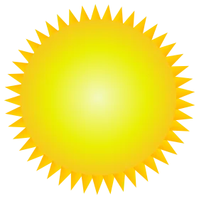 Radiant Yellow Sunshine Clipart with Sharp Pointed Rays of Warmth and Energy