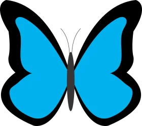 Symmetrical Blue and Black Stylized Butterfly Clipart Design with Clean Lines
