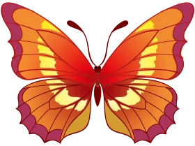 Symmetrical Orange and Red Butterfly Clipart with Elegant Wing Design