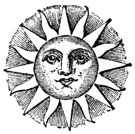 Vintage Whimsical Sunshine Clipart with Radiant Anthropomorphic Sun Design