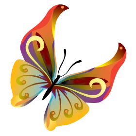 Whimsical Colorful Butterfly Clipart with Artistic Swirling Wing Design