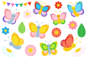Whimsical Spring Butterfly Clipart Collection - Cheerful Cartoon Designs