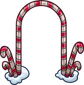 Whimsical Winter Wonderland Candy Cane Clipart with Fluffy Cloud Base