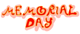Festive Memorial Day Clipart Design with Bold Red Lettering and Wavy Outline