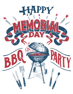 Memorial Day BBQ Party Clipart: Festive Grill and Patriotic Celebration Design
