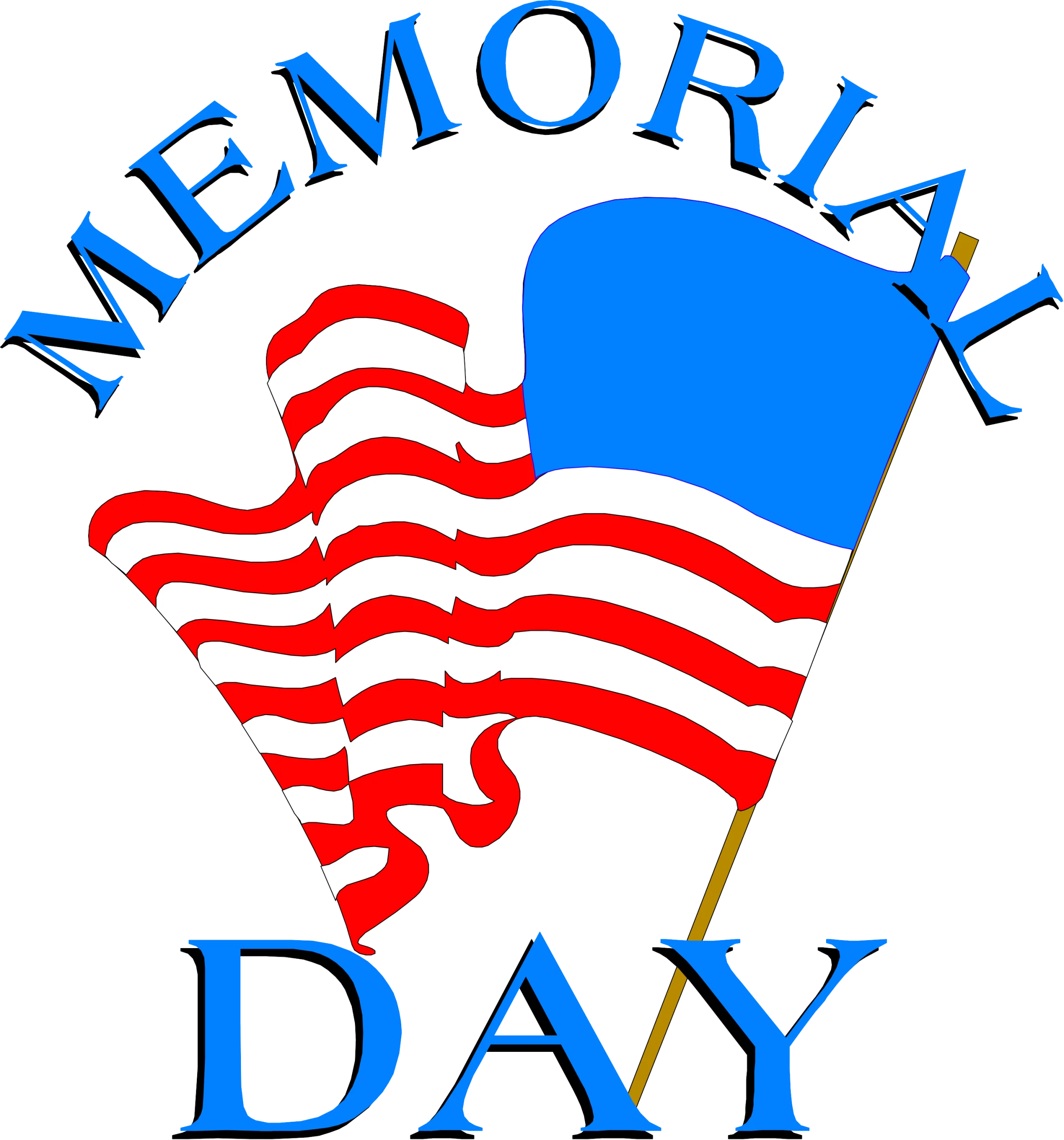 Memorial Day Patriotic American Flag Clipart Design in Bold Colors