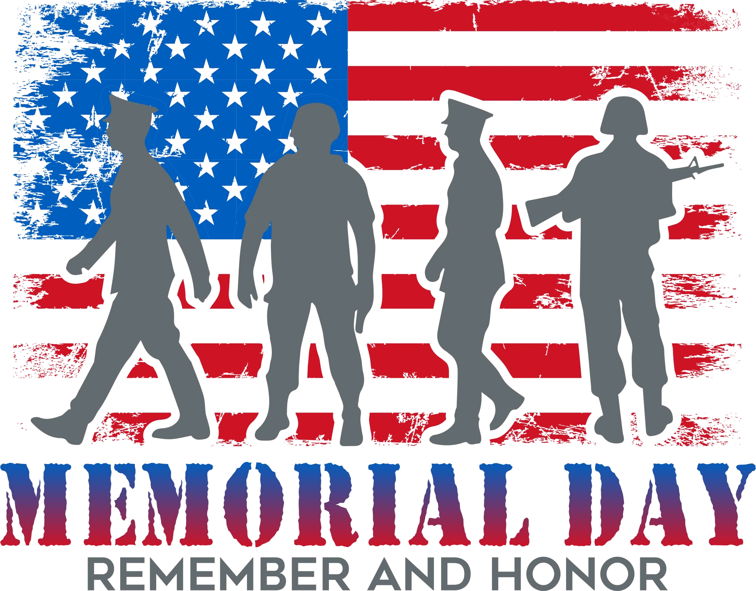 Memorial Day Patriotic Silhouettes Clipart: Honoring Brave Service Members