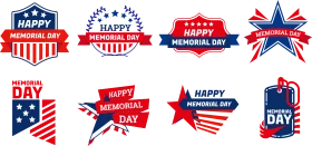 Patriotic Memorial Day Celebration Clipart Collection with Symbolic Graphic Designs
