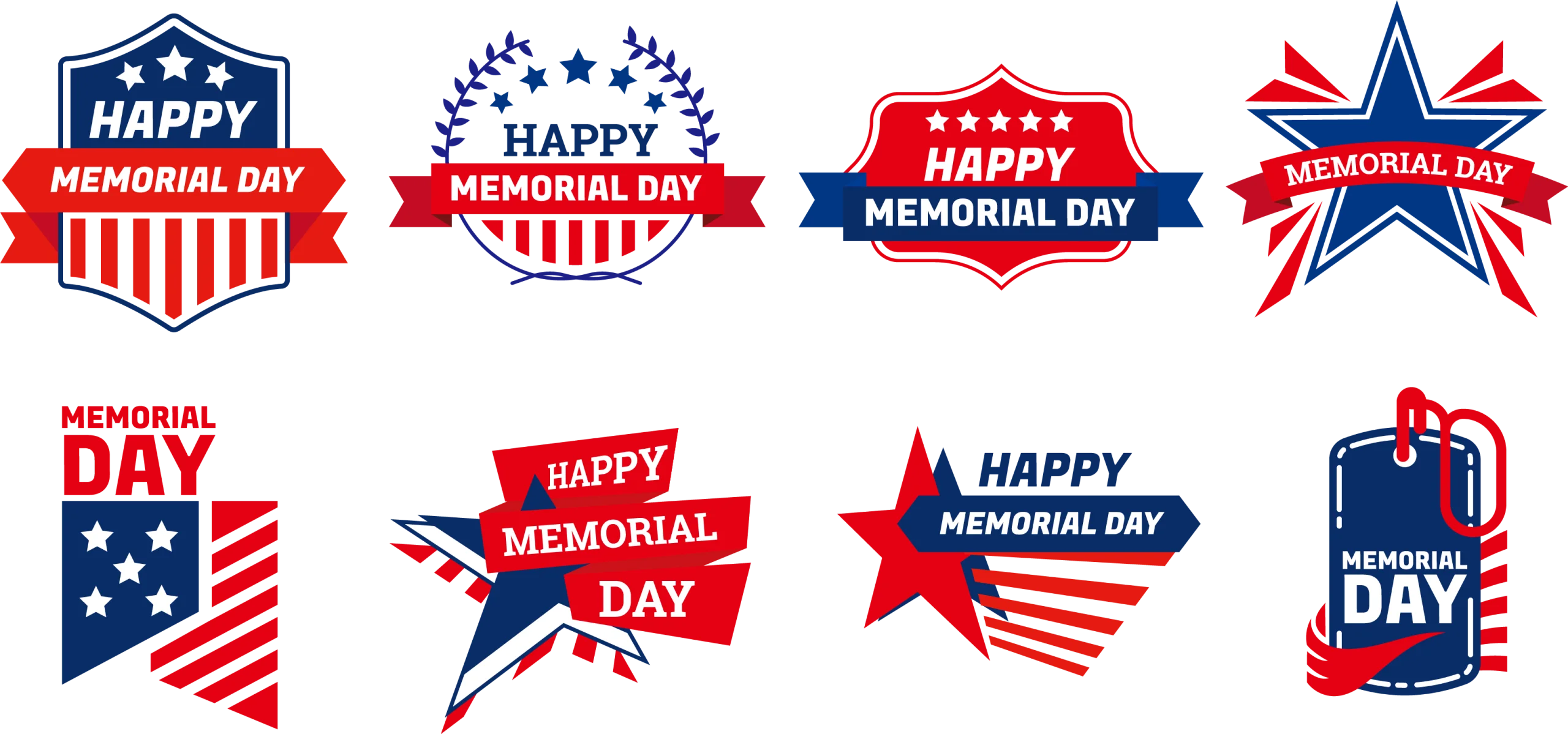 Patriotic Memorial Day Celebration Clipart Collection with Symbolic Graphic Designs