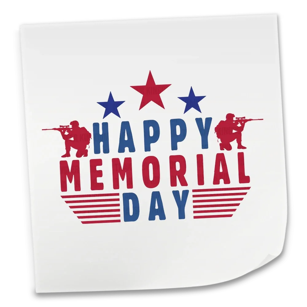 Patriotic Memorial Day Clipart Design with Soldiers and Stars
