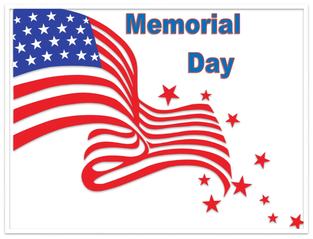 Patriotic Memorial Day Clipart Showcasing American Flag with Stars and Stripes