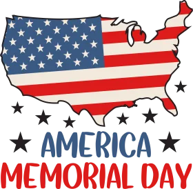 Patriotic United States Memorial Day Commemorative Clipart Design with National Flag