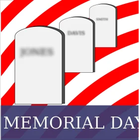 Solemn Memorial Day Tribute Clipart with Gravestones and Patriotic Colors