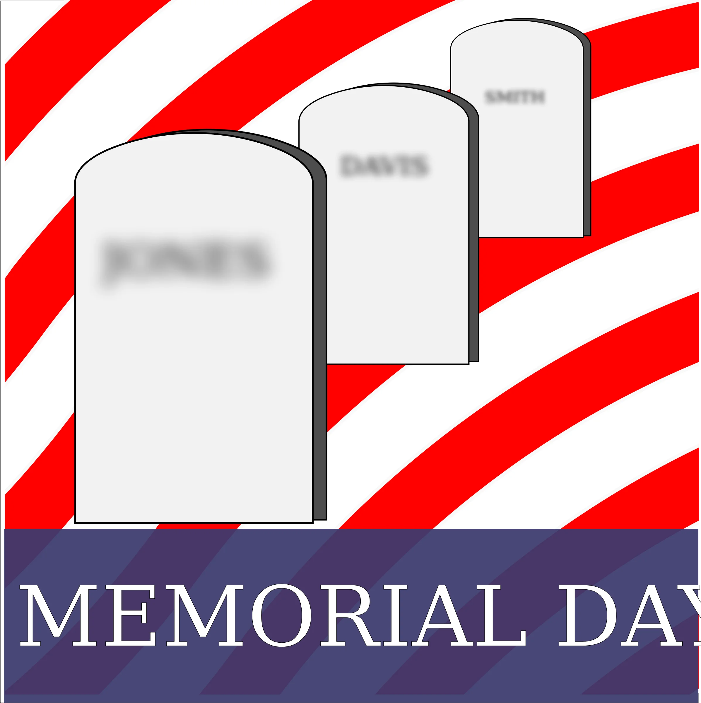 Solemn Memorial Day Tribute Clipart with Gravestones and Patriotic Colors