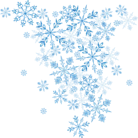 Delicate Frost Symphony: Ethereal Blue Snowflakes Winter Clipart Collection