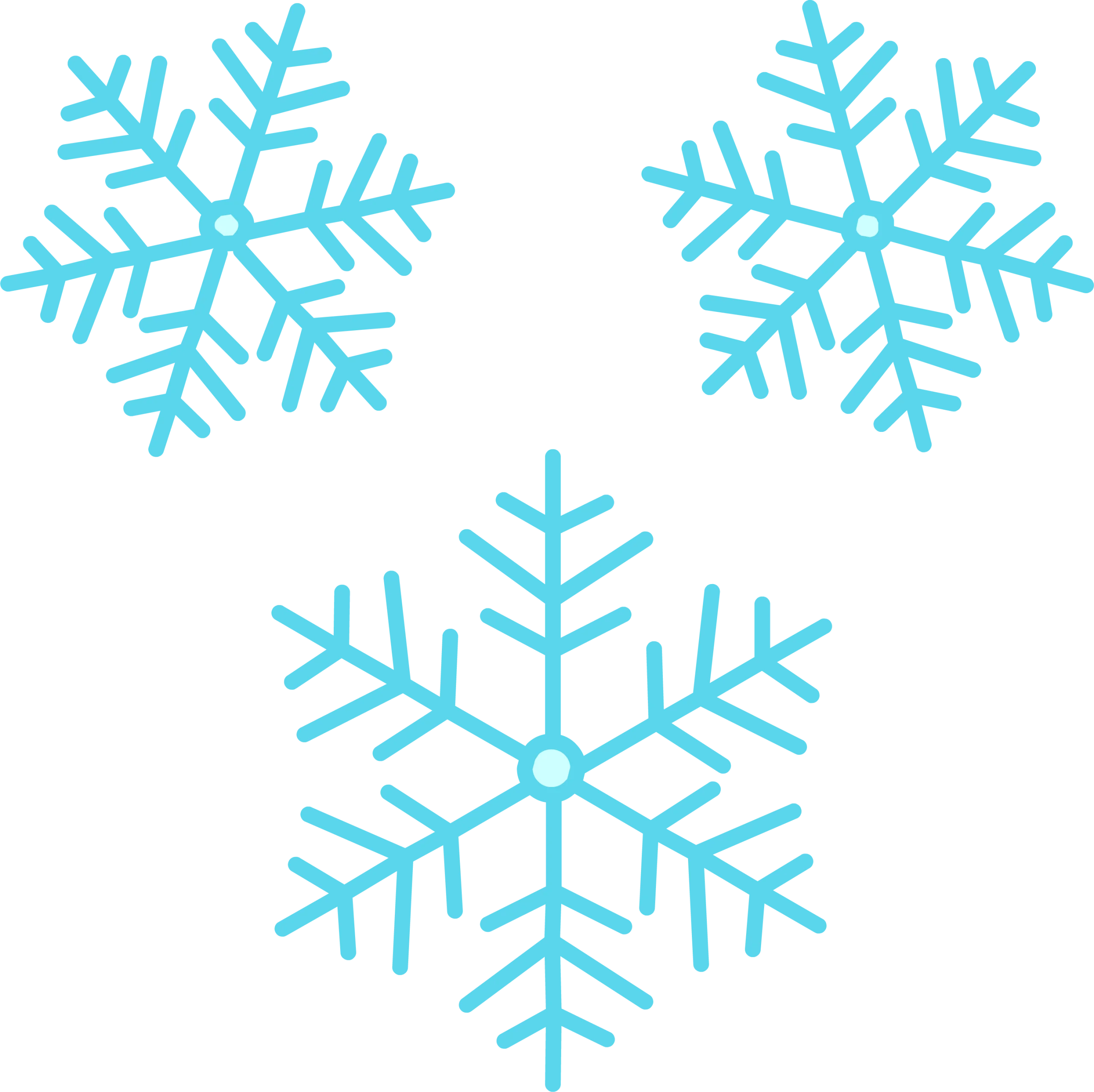 Delicate Icy Blue Winter Snowflakes Clipart - Frosty Geometric Patterns
