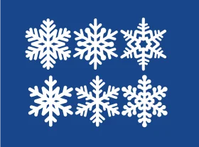 Winter Wonderland: Delicate Snowflake Clipart Collection Against Deep Blue Background