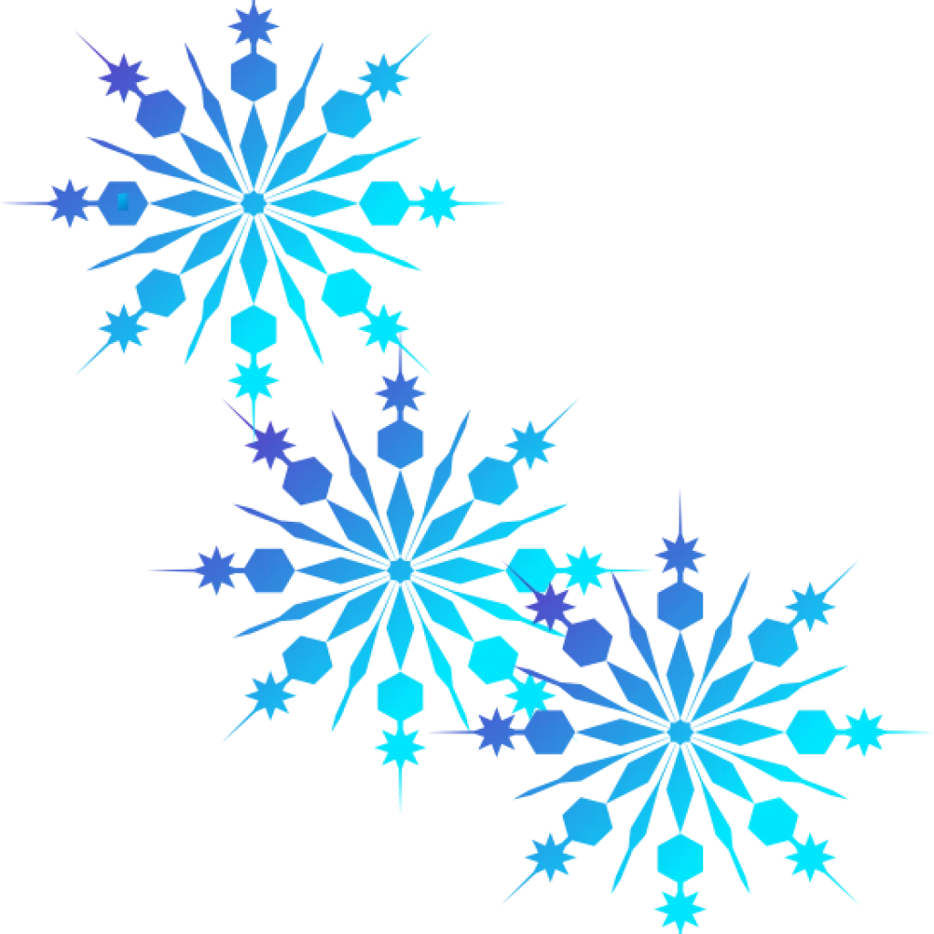 Winter Wonderland Symmetrical Snowflake Clipart Collection with Blue Gradient Design