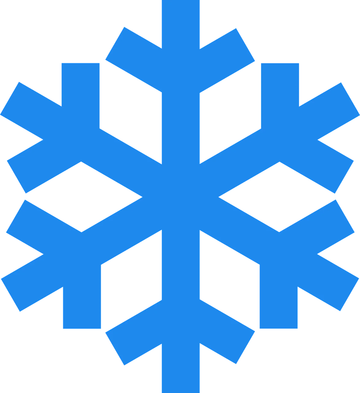 Azure Blue Geometric Snowflake Clipart Design with Precise Angular Symmetry