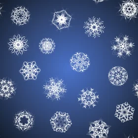Delicate Winter Wonderland Snowflakes Clipart Collection on Deep Blue Background