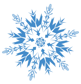 Elegant Blue Winter Snowflake Clipart with Intricate Geometric Crystal Design