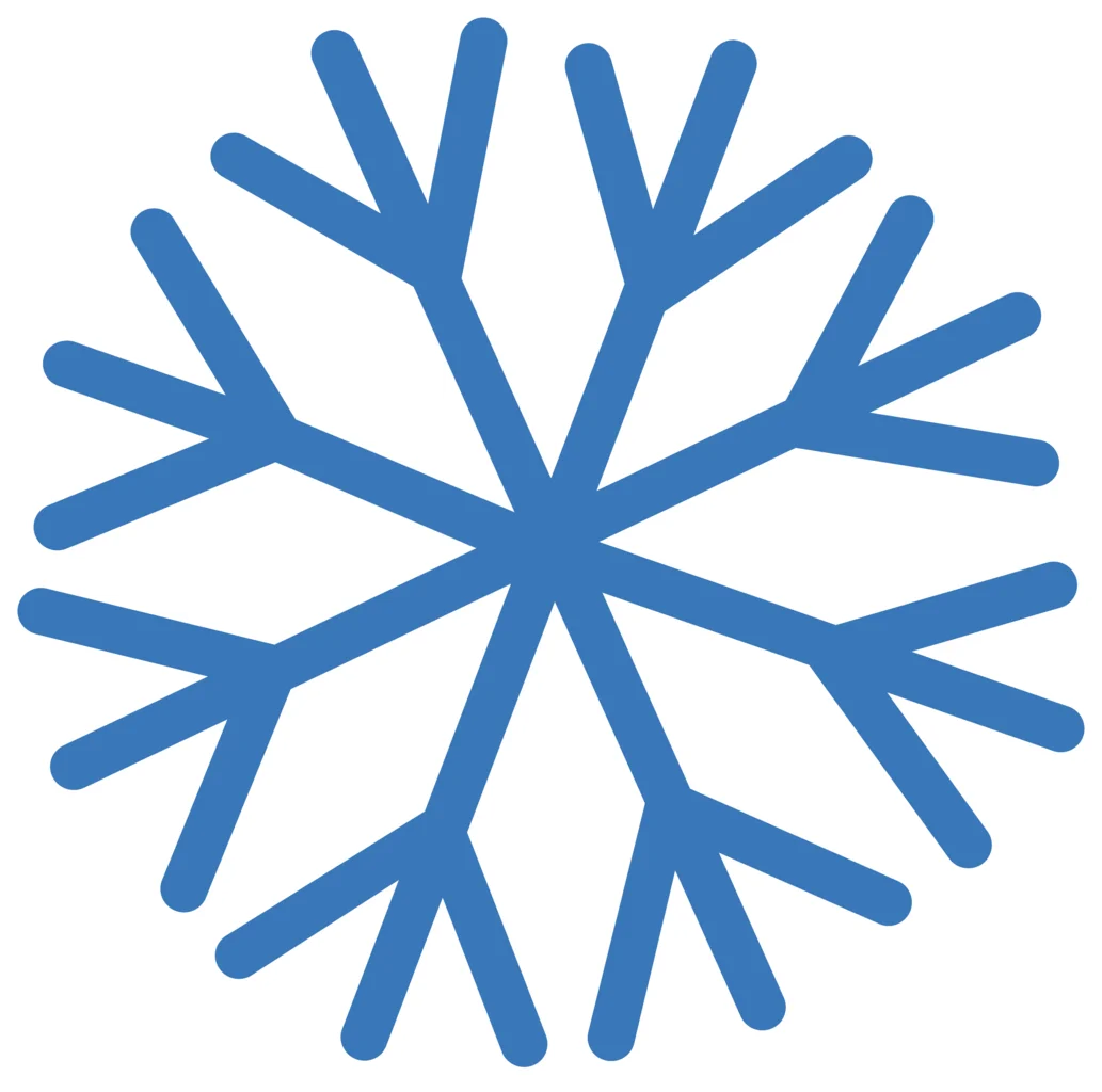 Elegant Blue Winter Snowflake Crystalline Geometric Clipart Design