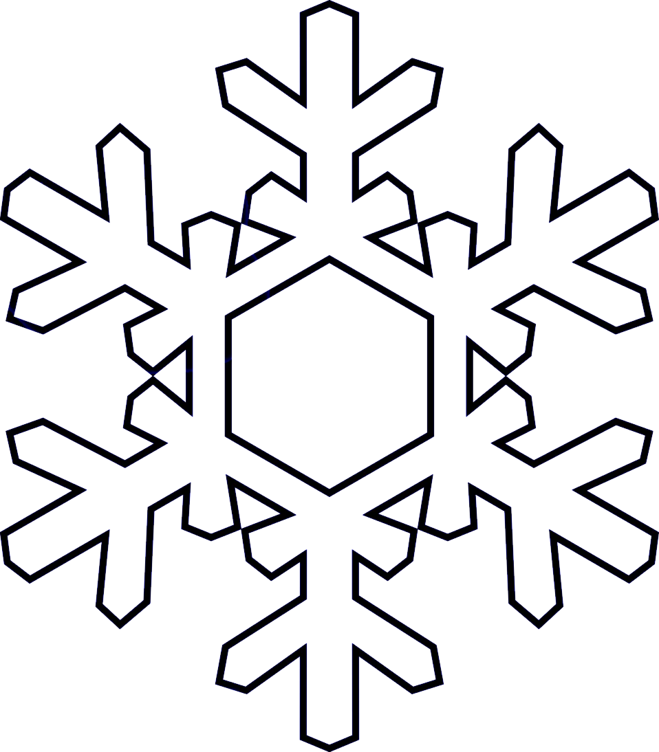 Elegant Geometric Snowflake Clipart: Symmetrical Winter Design Element