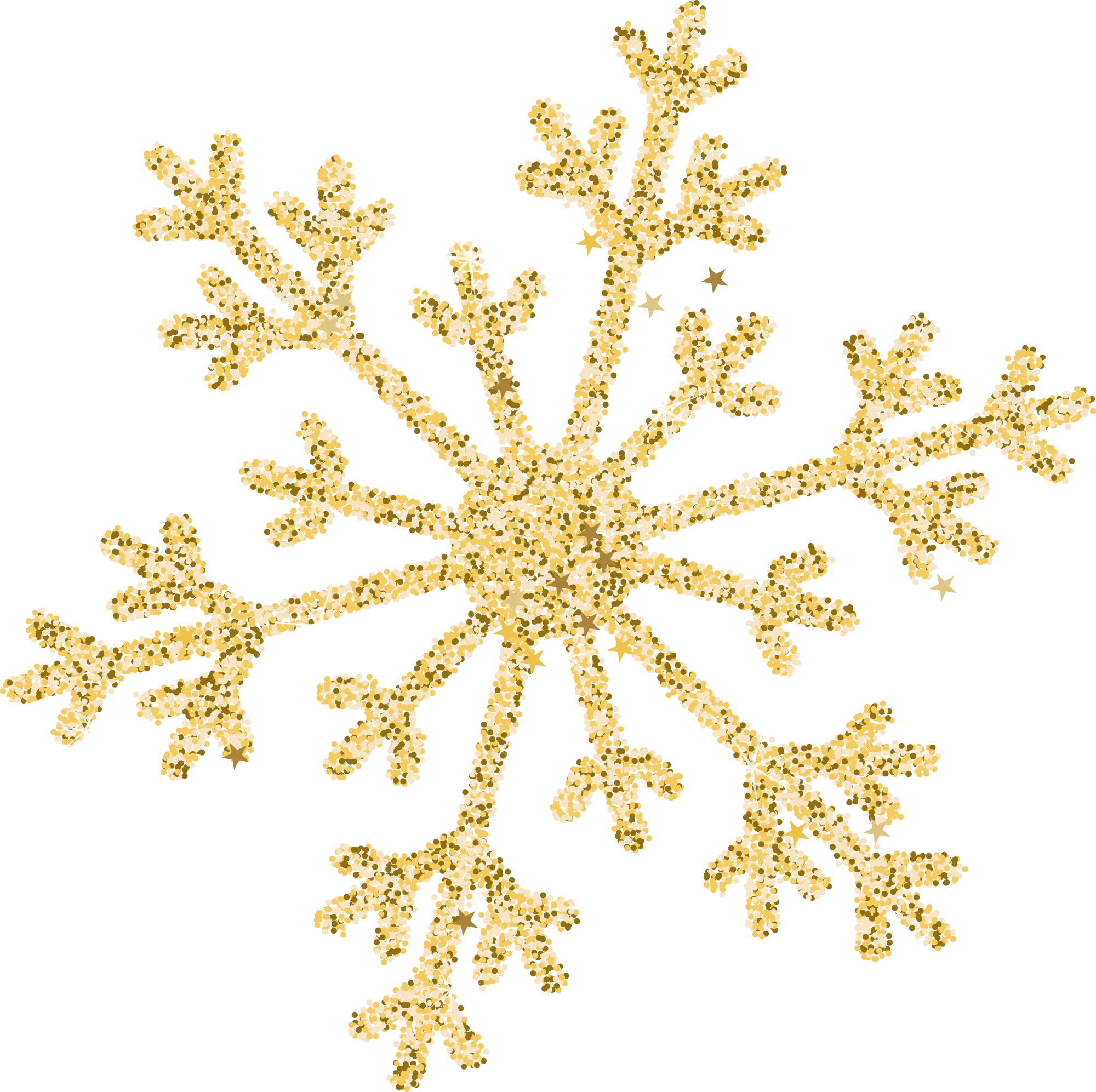 Elegant Gold Glitter Snowflake Clipart - Festive Winter Design Element