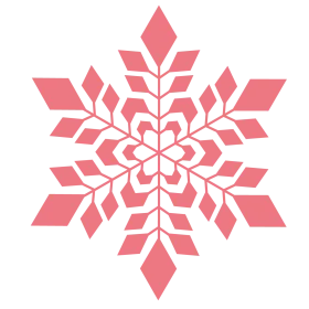 Elegant Pink Geometric Snowflake Clipart with Symmetrical Crystal Design