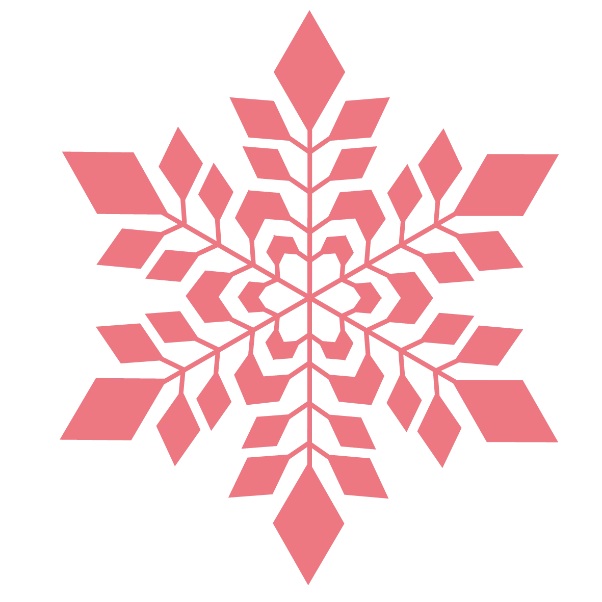 Elegant Pink Geometric Snowflake Clipart with Symmetrical Crystal Design