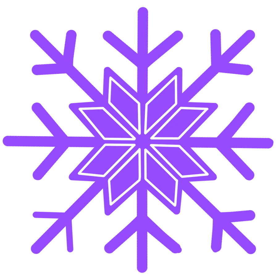 Elegant Purple Geometric Snowflake Clipart Design with Symmetrical Lines