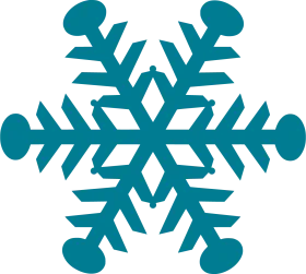 Elegant Teal Symmetrical Snowflake Clipart - Winter Frost Design
