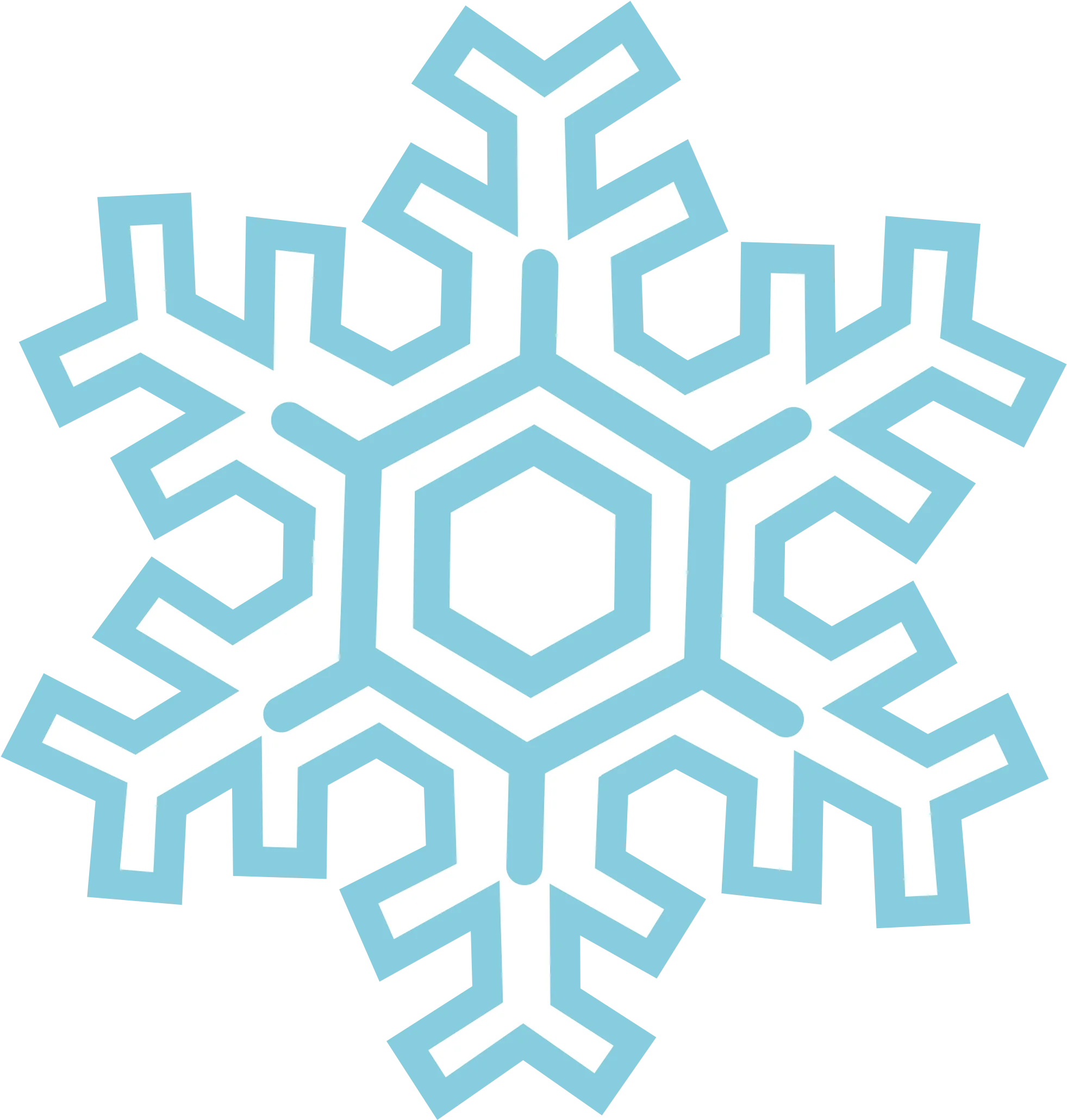 Geometric Crystalline Snowflake Clipart with Intricate Symmetrical Design
