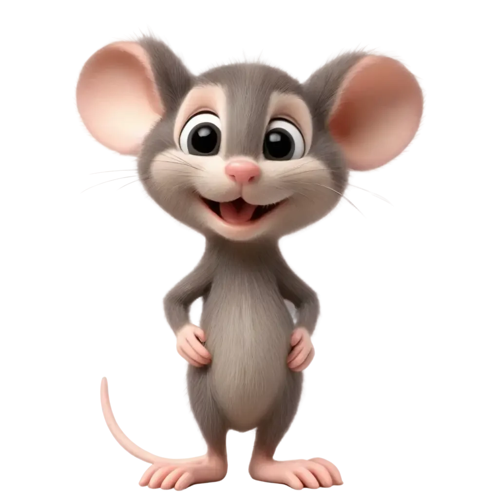Adorable Cartoon Mouse Clipart: Charming 3D Animated Rodent Character Design