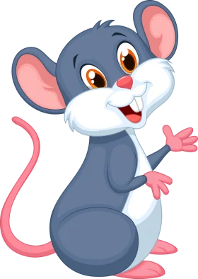 Adorable Cartoon Mouse Clipart: Friendly Gray Rodent with Charming Expression