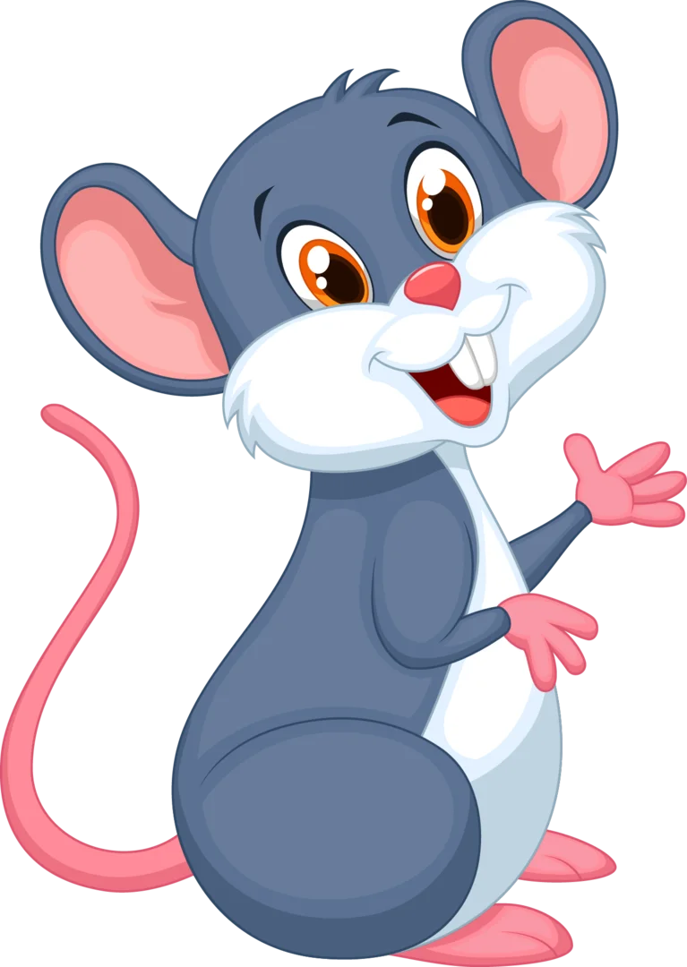 Adorable Cartoon Mouse Clipart: Friendly Gray Rodent with Charming Expression