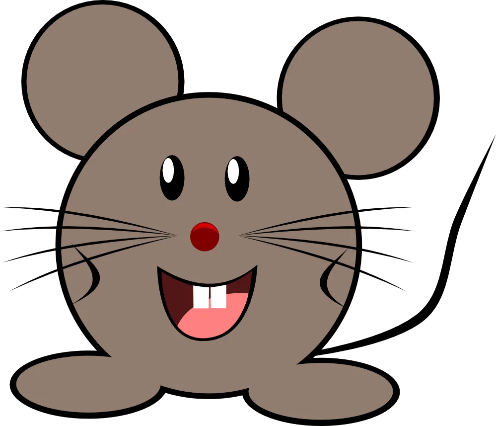 Adorable Cartoon Mouse Clipart with Big Ears and Cheerful Smile