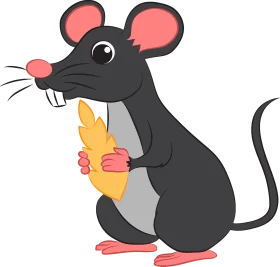 Adorable Cartoon Mouse Nibbling Cheese Slice Playful Clipart Illustration