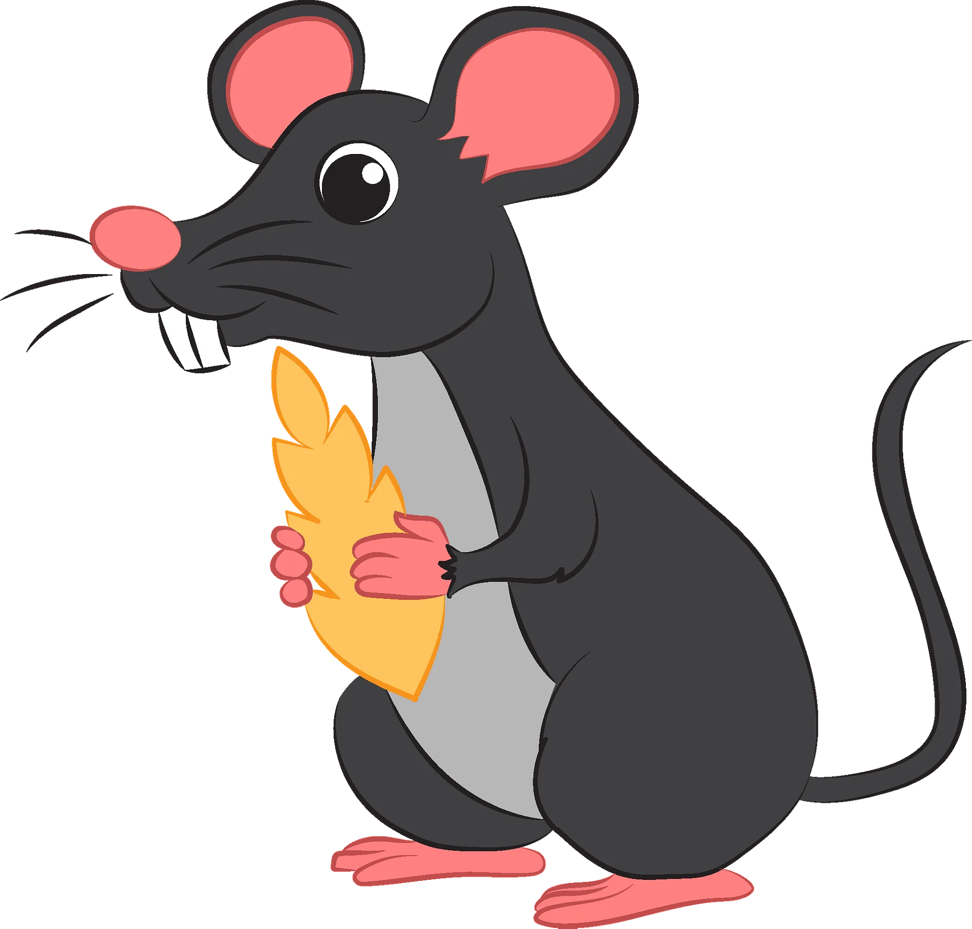 Adorable Cartoon Mouse Nibbling Cheese Slice Playful Clipart Illustration