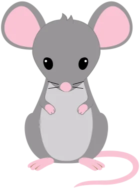 Adorable Gray and Pink Mouse Clipart - Cute Cartoon Rodent Illustration