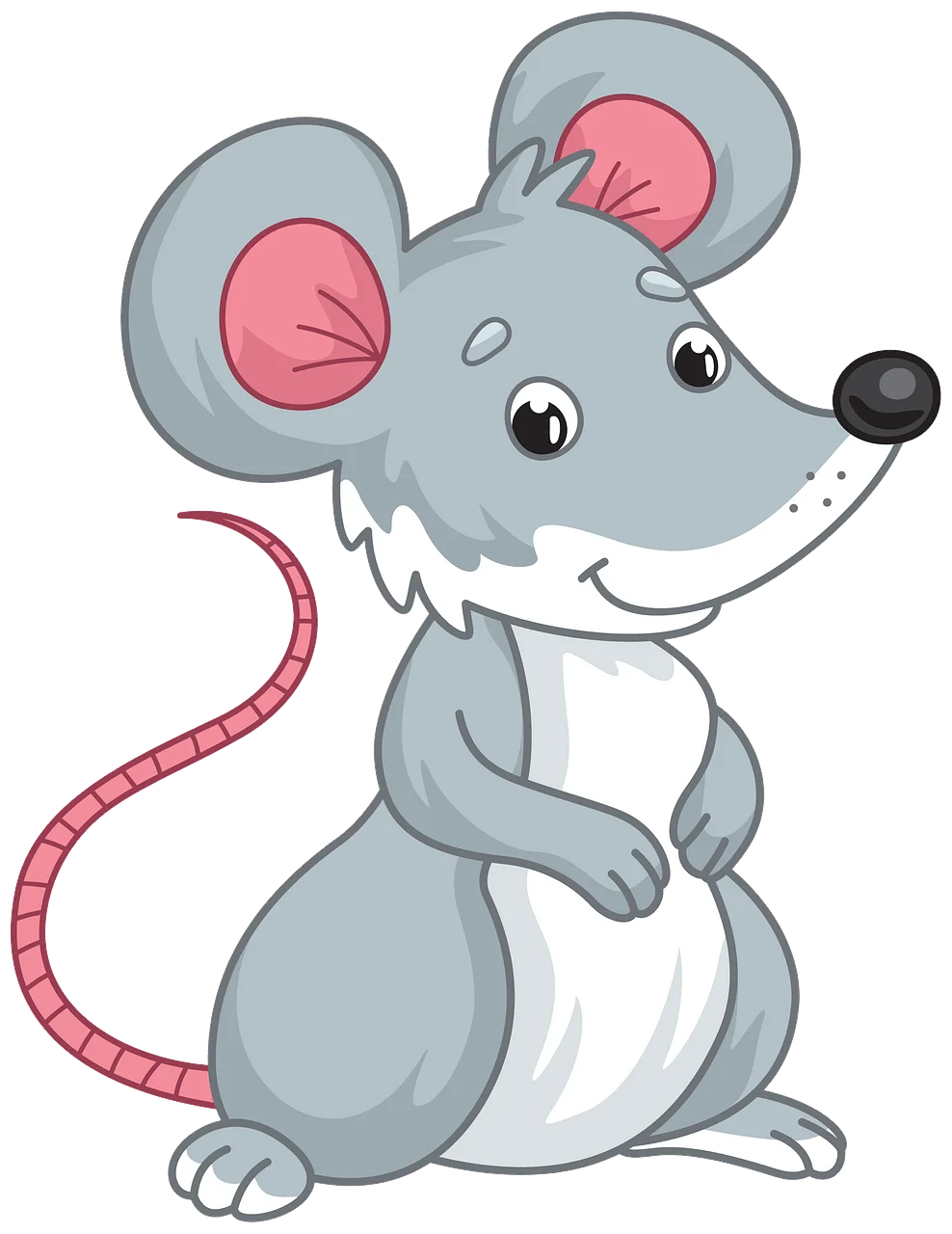 Adorable Gray and White Cartoon Mouse Clipart for Kids and Designers