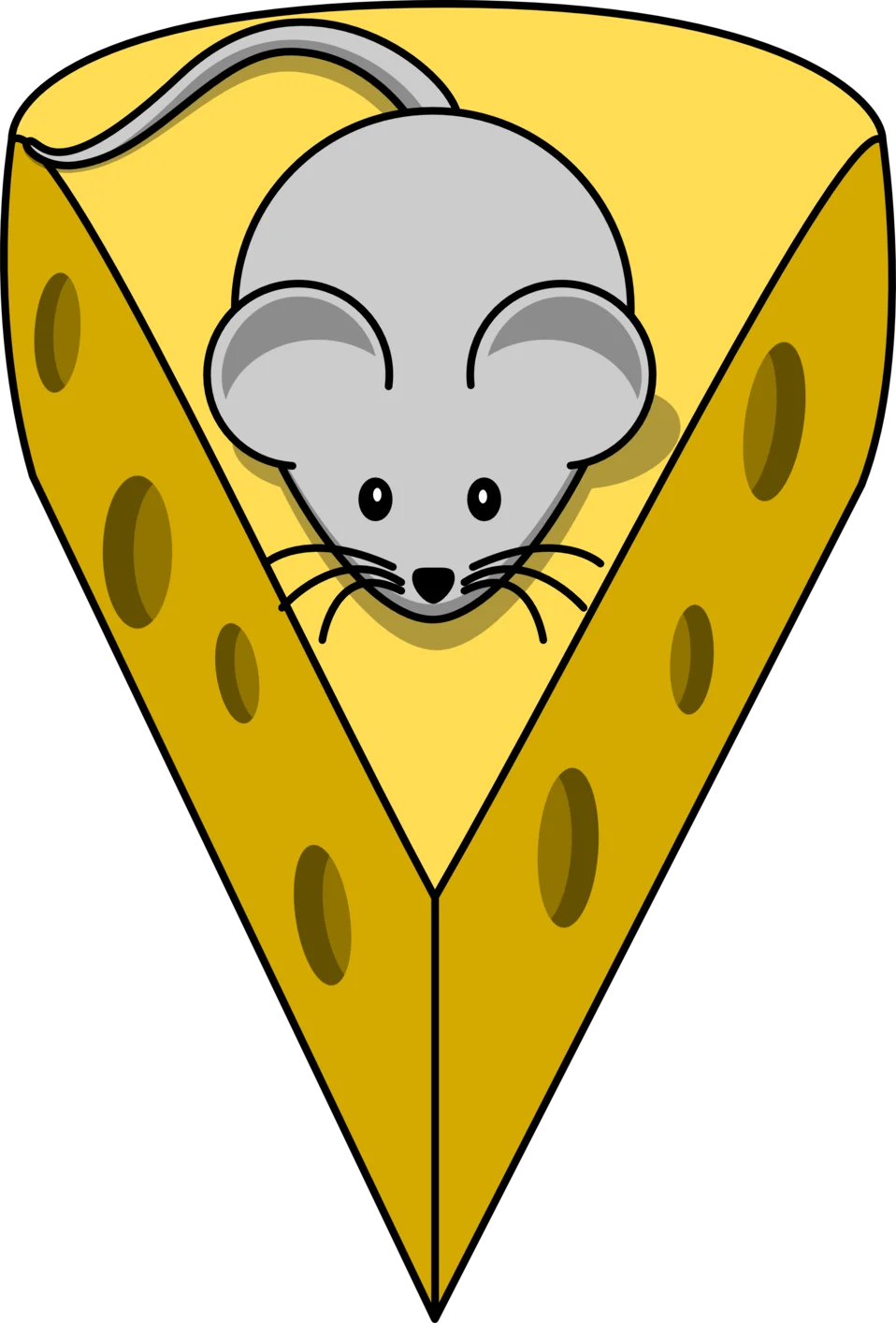Adorable Gray Mouse Nestled in a Cheerful Yellow Cheese Wedge Clipart Illustration