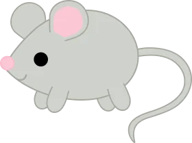 Adorable Minimalist Gray Mouse Clipart with Soft Pink Ears and Tail