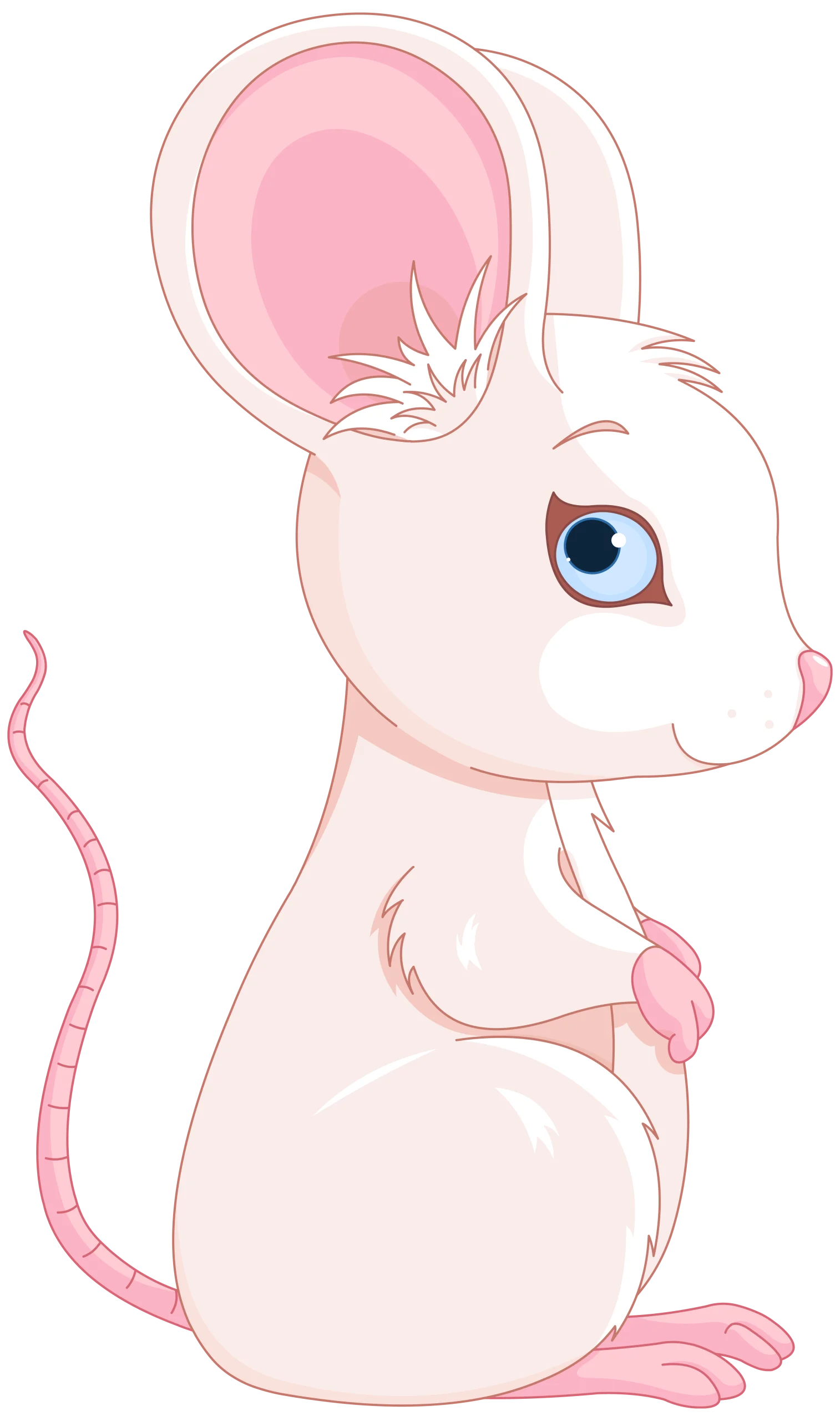 Adorable Pastel Pink Baby Mouse Kawaii Style Cartoon Clipart Illustration