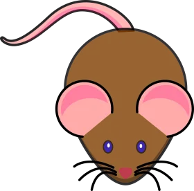 Adorable Whimsical Brown and Pink Mouse Cartoon Clipart Illustration