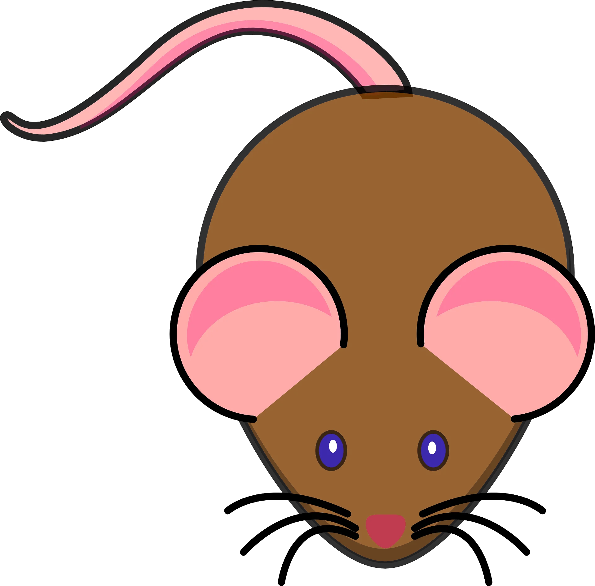 Adorable Whimsical Brown and Pink Mouse Cartoon Clipart Illustration