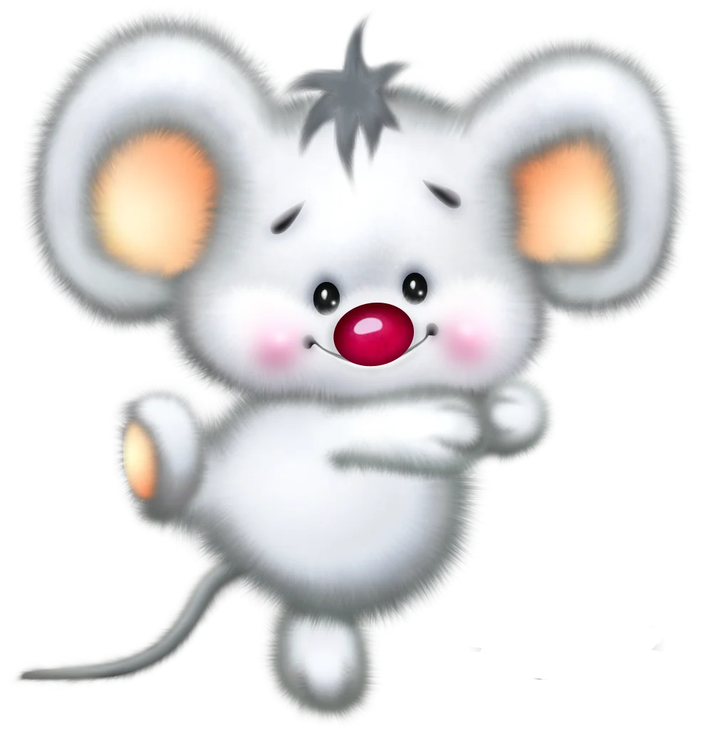 Adorable Whimsical Gray Mouse Clipart with Cute Round Cheeks and Playful Stance